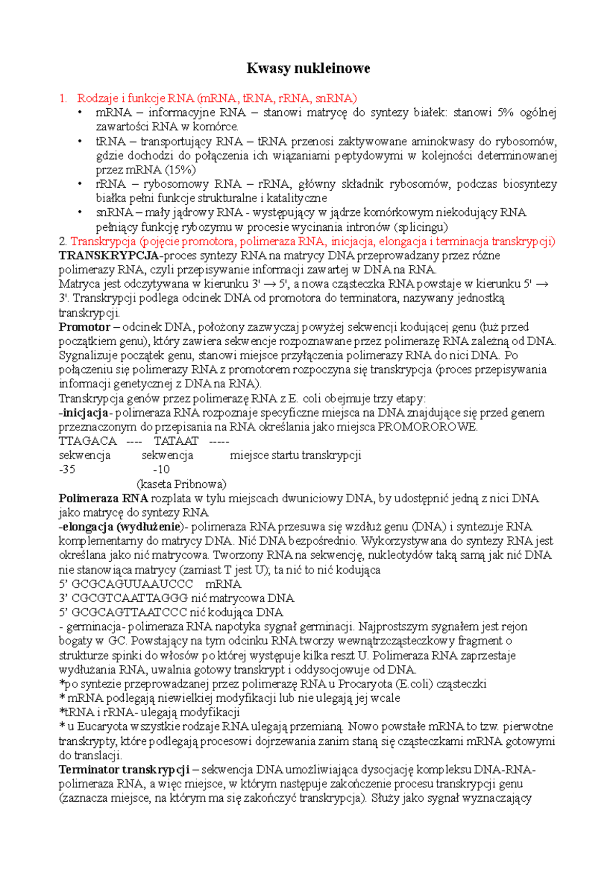 Zaznacz Dwie Błędne Funkcje Przypisane Rna www.studocu.com