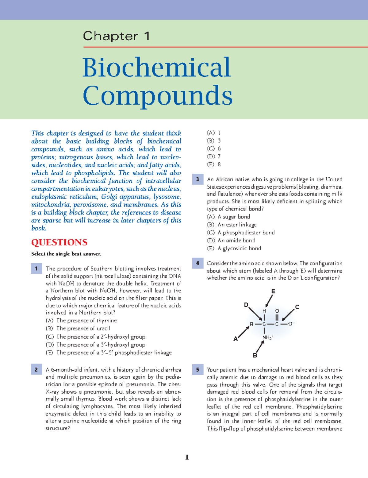 Biochemical compunds - ddddddddddddddddddddd - 1 Chapter 1 Biochemical ...