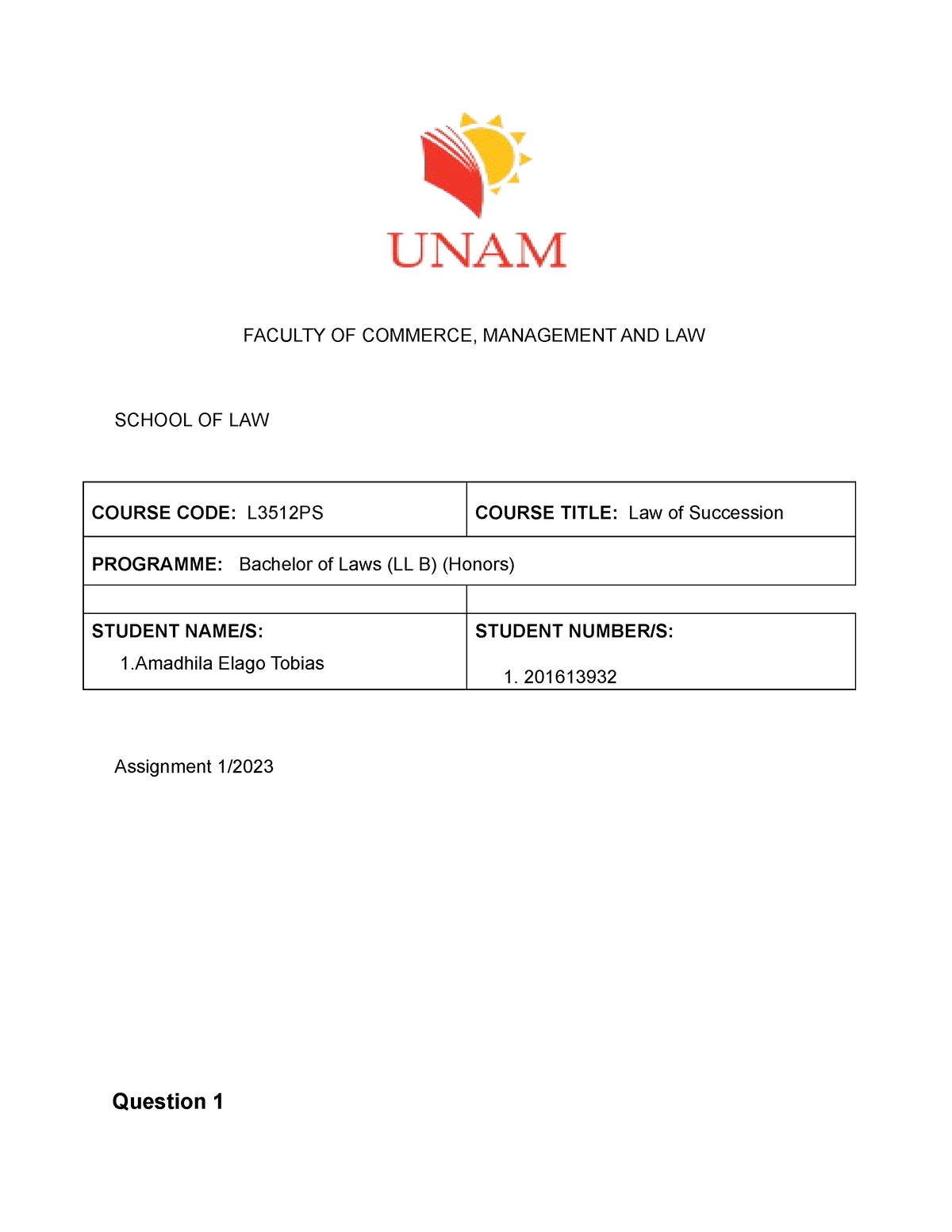 law of succession assignment