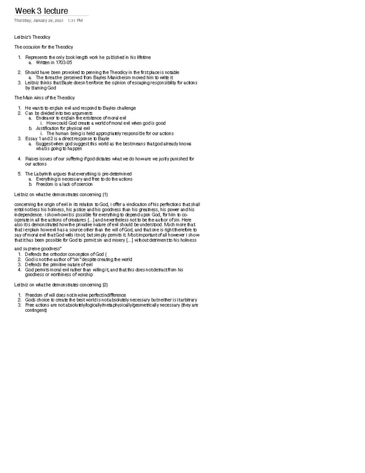 Philosophy of Evil - Chapter 3 lecture notes - Week 3 lecture Thursday ...