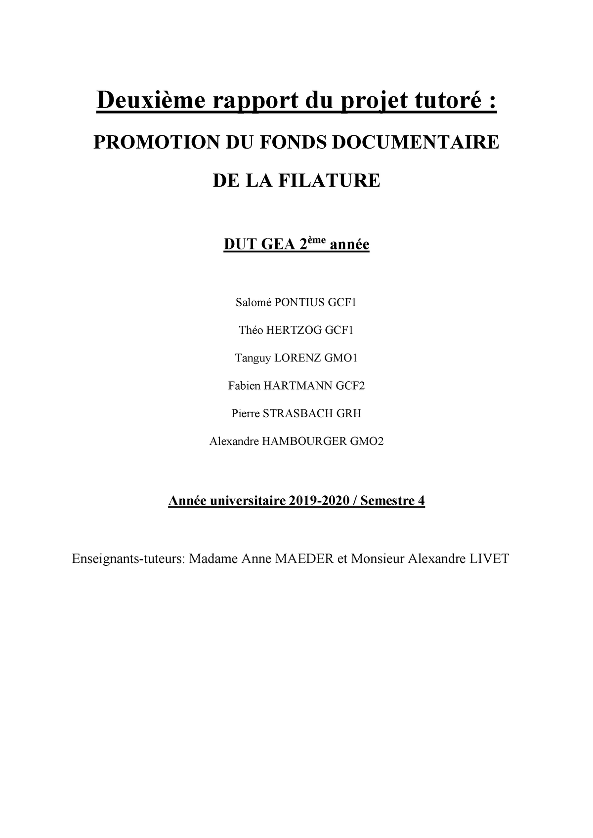 2 ème Rapport Deuxième Rapport Du Projet Tutoré Promotion Du Fonds