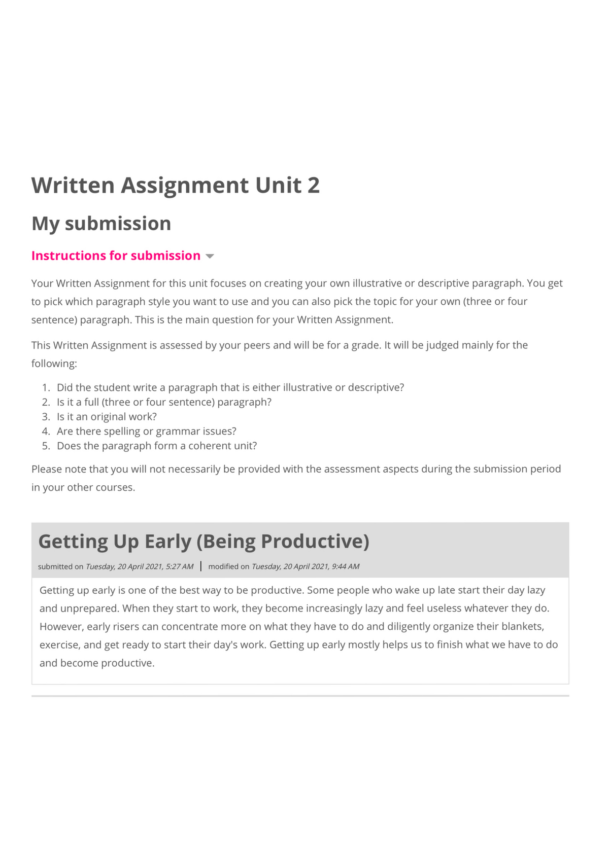 writing assignment 2