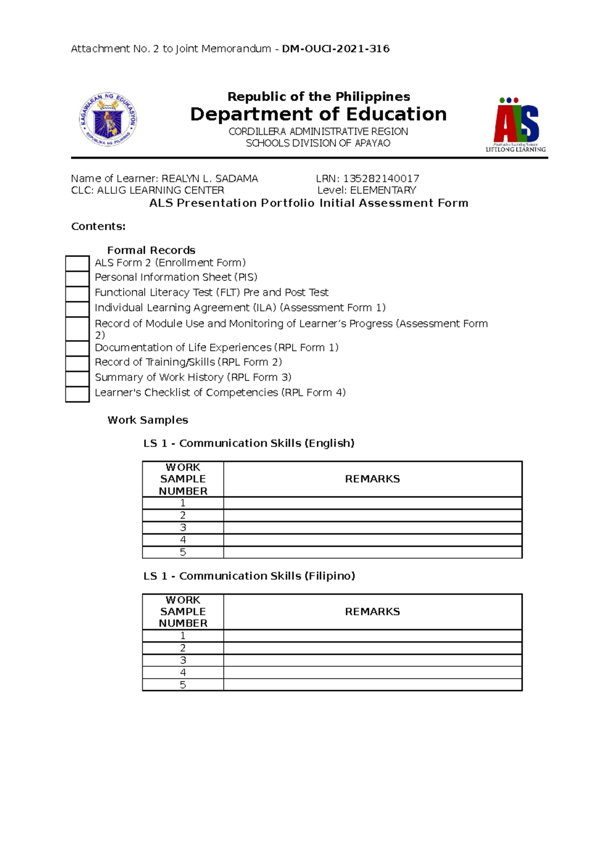 Attachment 2 PPA Initial Assessment Form - Attachment No. 2 to Joint ...