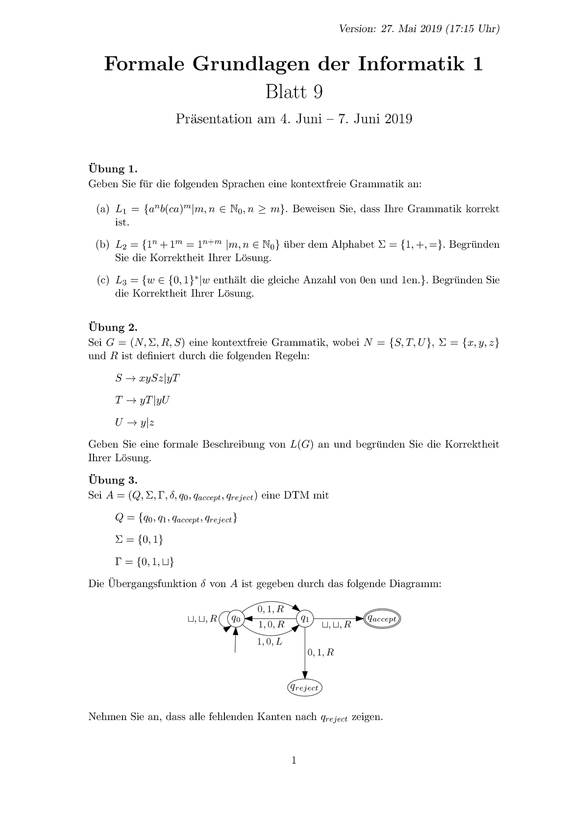 Sheet 09 De - Lernmaterial Für Die Klausur Des Moduls. Die Materialien ...