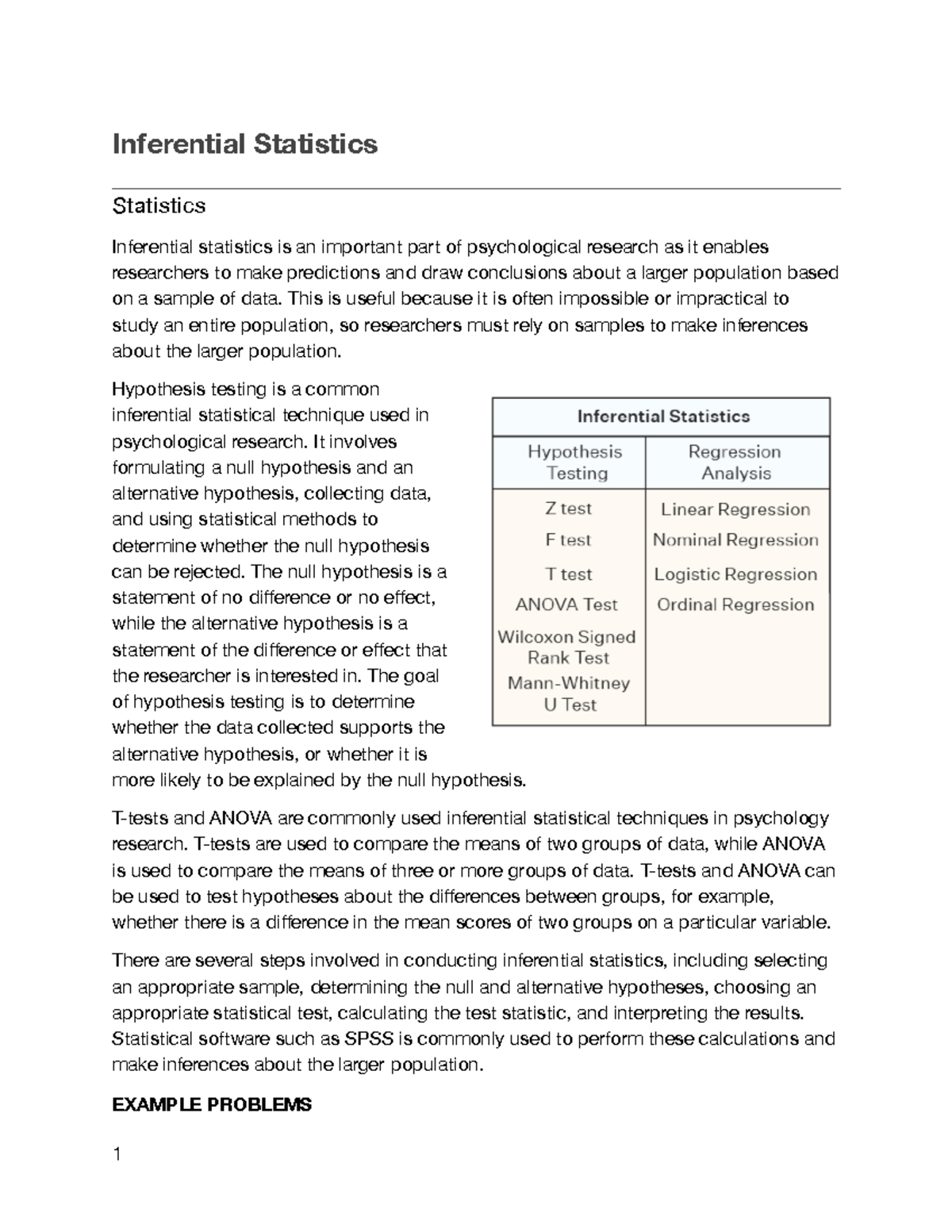 research paper on inferential statistics