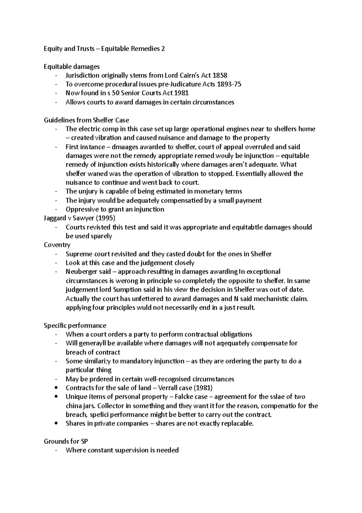 Equity and Trusts - Lecture notes 1 - Equity and Trusts – Equitable ...
