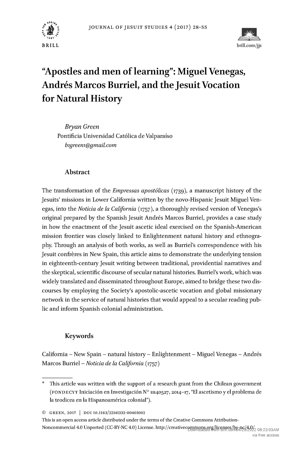 Jesuits in Spanish America before the Suppression in: Brill Research  Perspectives in Jesuit Studies Volume 2 Issue 4 (2020)