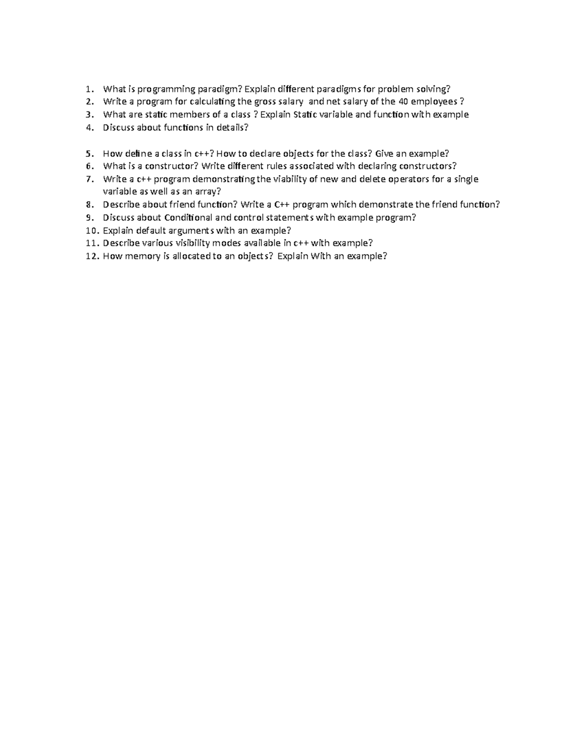 Imp questions C++ - What is programming paradigm? Explain different ...