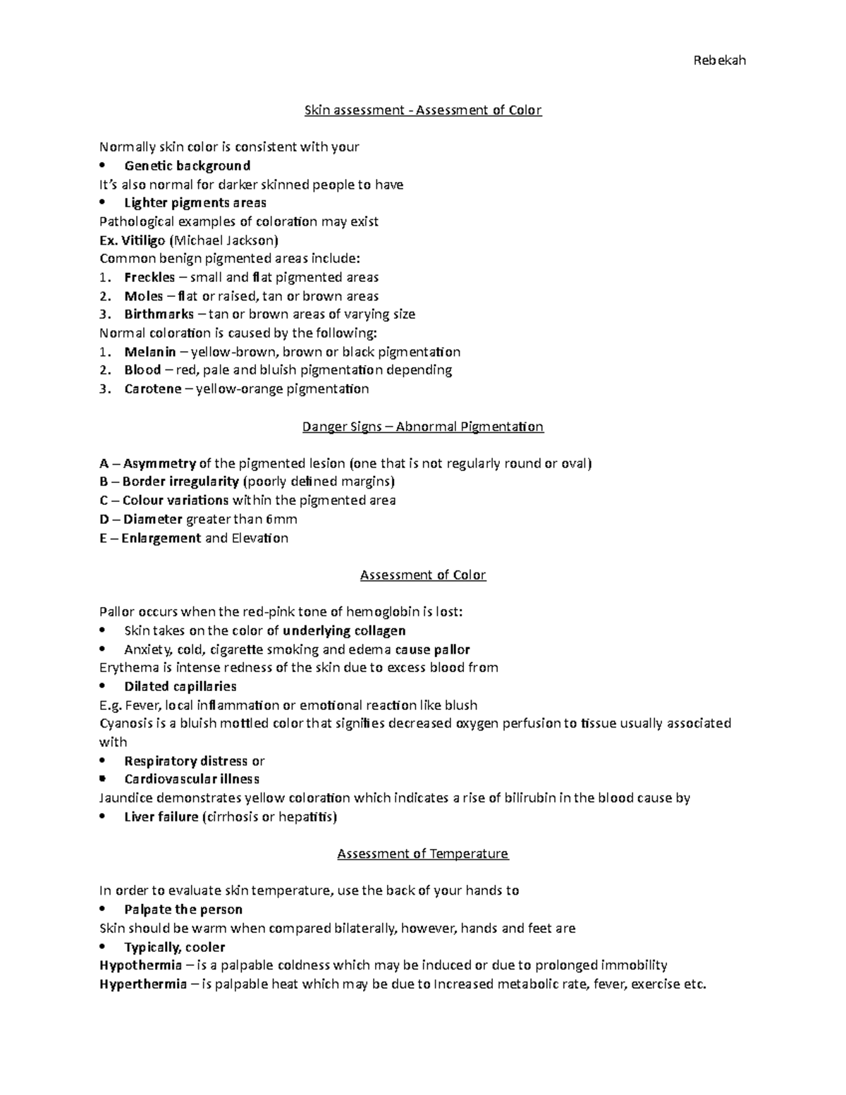 2019 0930 skin assessment Skin assessment Assessment of Color