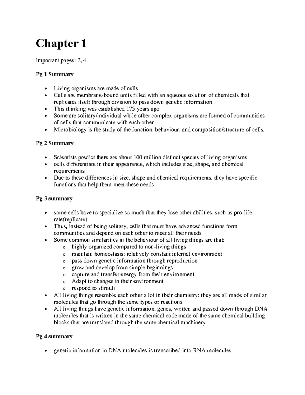 Chapter 1 - Essential Cell Biology - summaries - Chapter 1 important ...