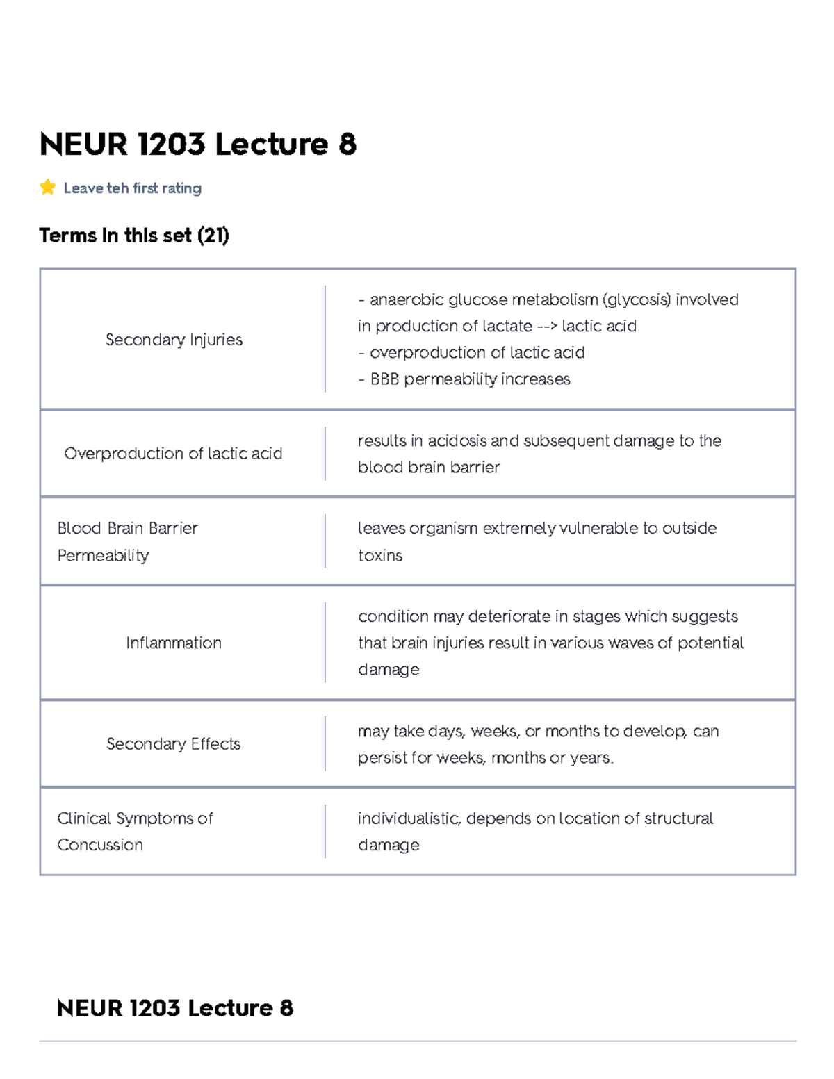NEUR 1203 Lecture 8 Flashcards - NEUR 1203 Lecture 8 Leave teh first ...