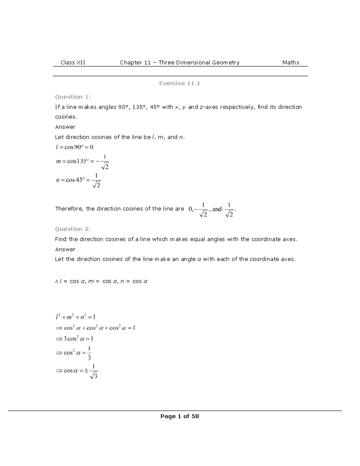 Plus two Chapter -11 Three-Dimensional-Geometry - - Studocu