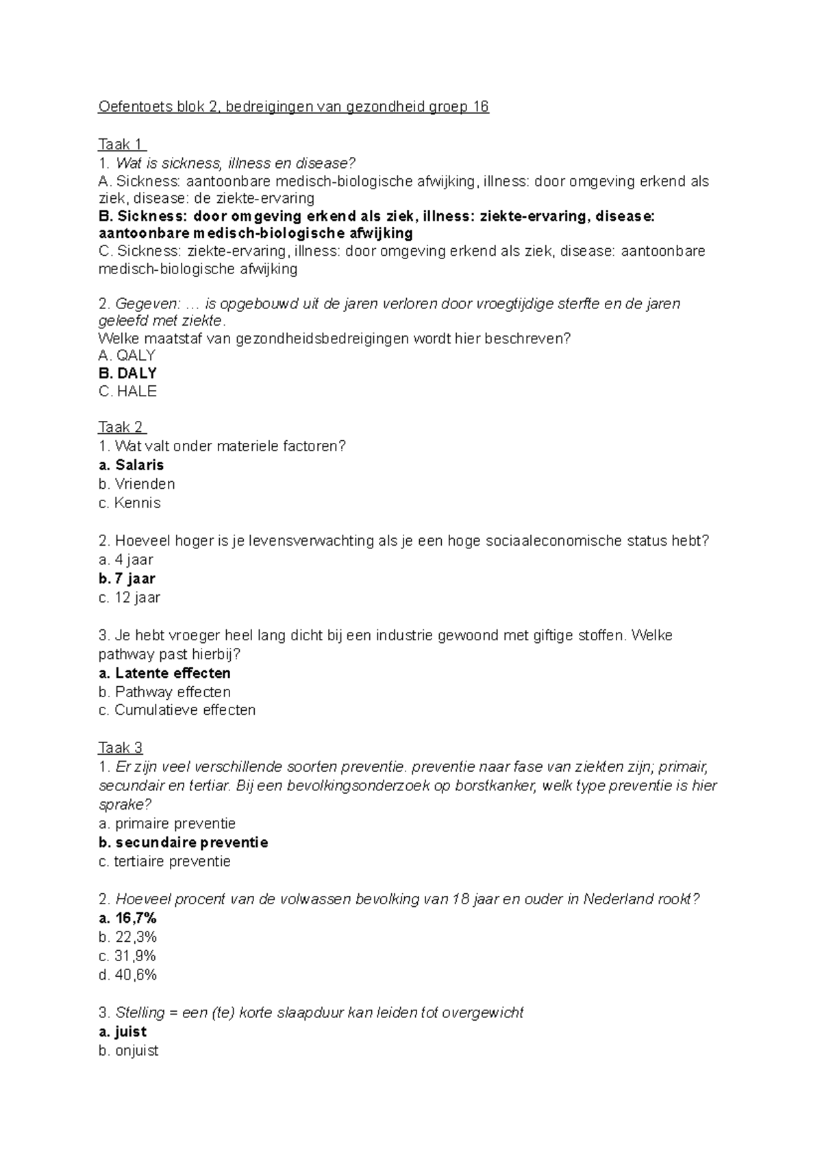 Oefentoets Blok 2 Jaar 2021 - Oefentoets Blok 2, Bedreigingen Van ...