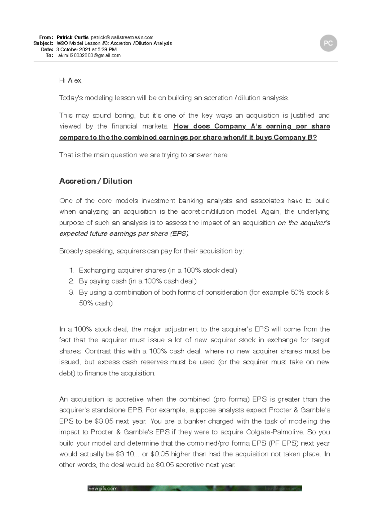 WSO Model Lesson 3 Accretion Dilution Analysis FromPatrick Curtis