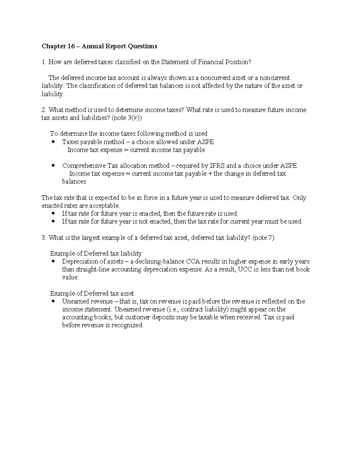 Chapter 16 - Annual report ques - Chapter 16 – Annual Report Questions ...