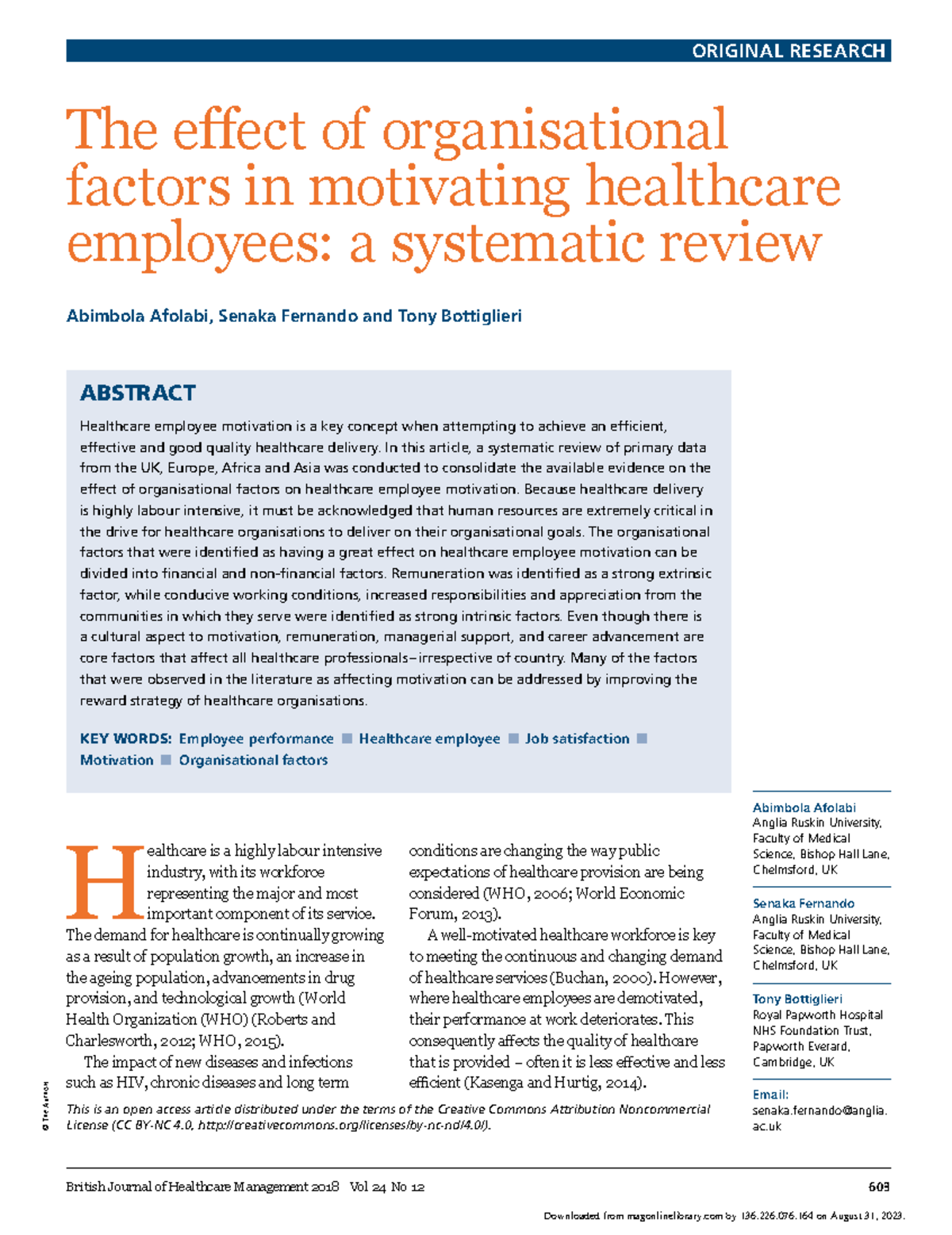 Bjhc.2018 .24 - Notes - British Journal Of Healthcare Management 2018 ...