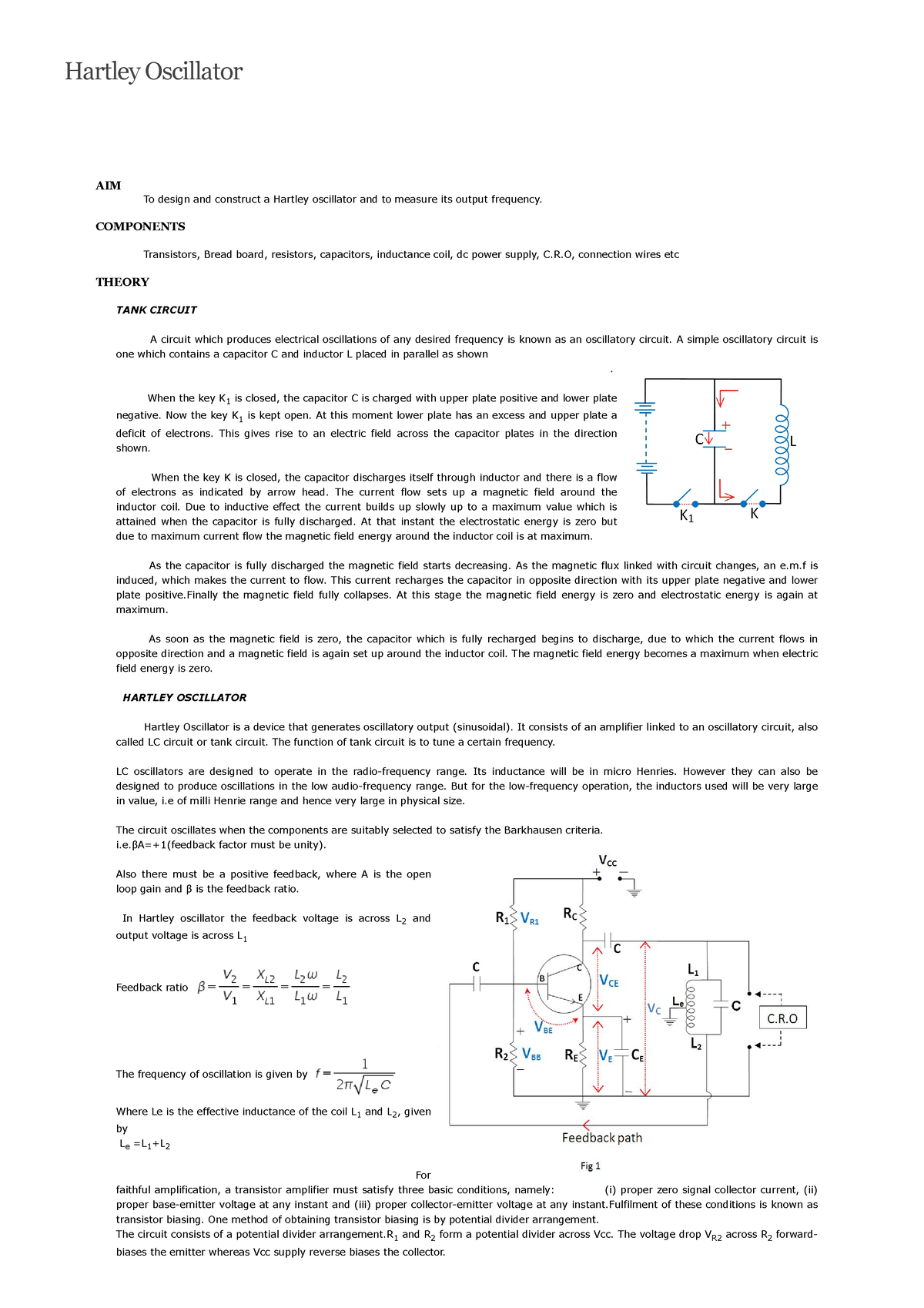 hartley oscillator experiment pdf