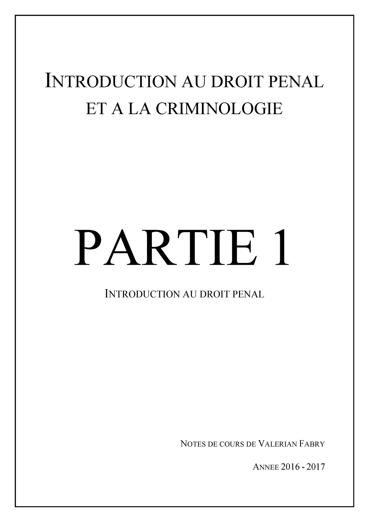 Droit Penal Synthese - Warning: TT: Undefined Function: 32 INTRODUCTION ...