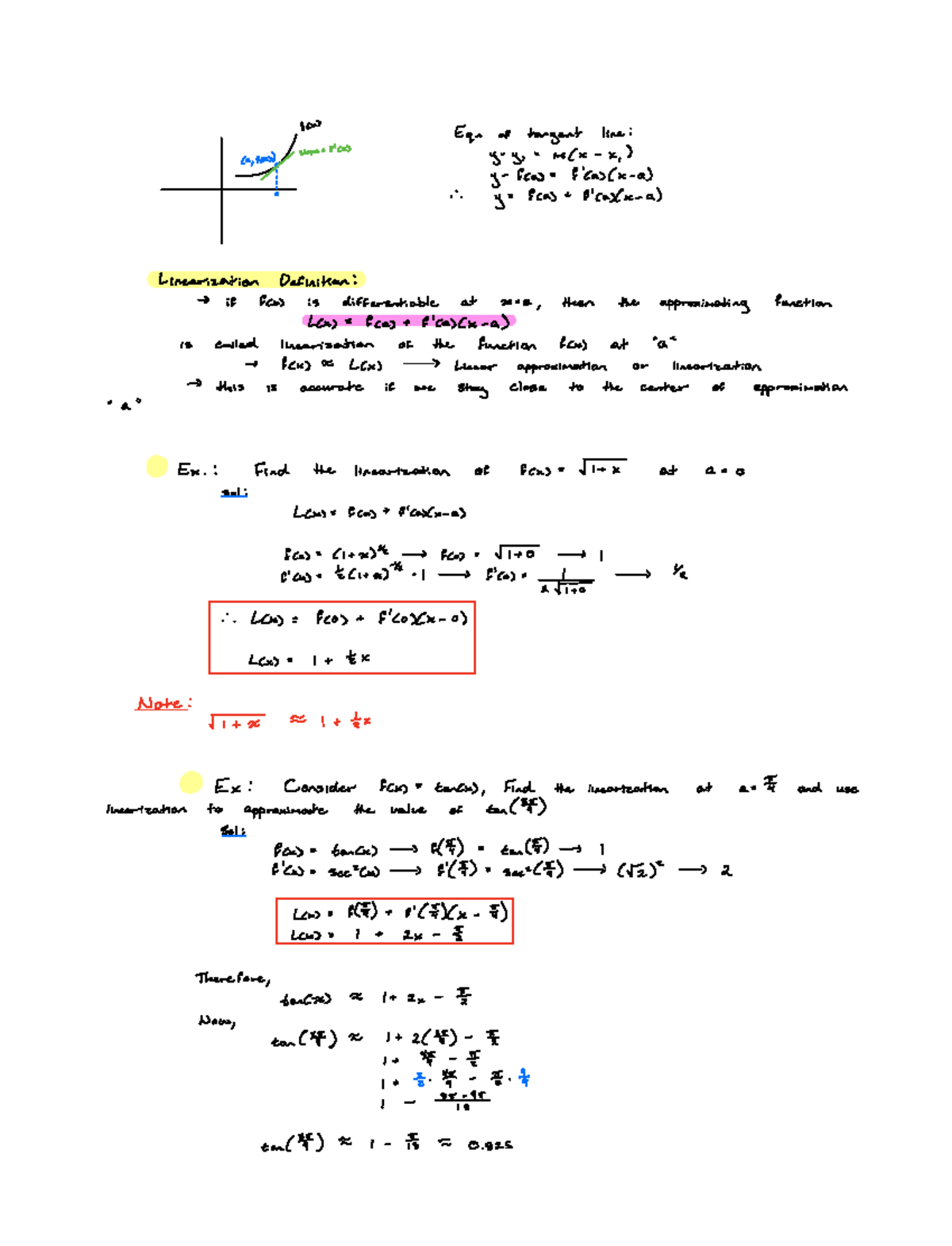 Lesson 3.11 The Linearization and Differentials MAT 220 Studocu