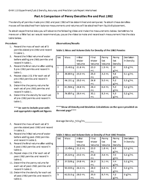 CHM 110 Experiment 2 - Completed Lab - CHM 110 Experiment/Lab 2 Density, Accuracy and Precision Lab - Studocu CHM 110 Experiment 2 - Completed Lab - CHM 110 Experiment/Lab 2 Density, Accuracy and Precision Lab - Studocu