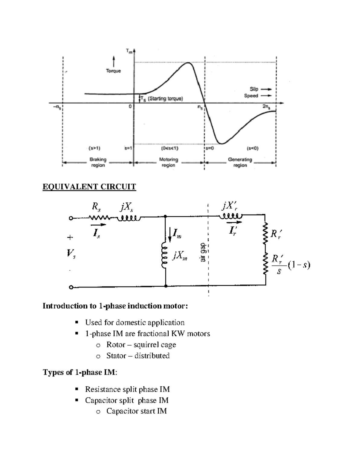 Introduction to 1phase induction motor EQUIVALENT CIRCUIT