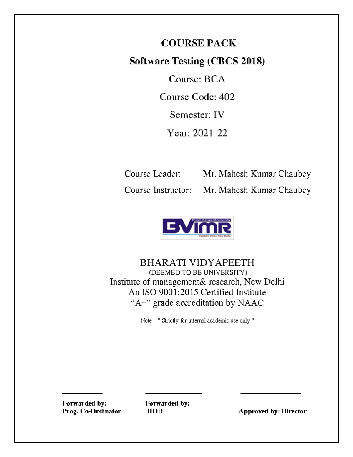 Course Pack Software Testing 2021-2022 final - COURSE PACK Software ...