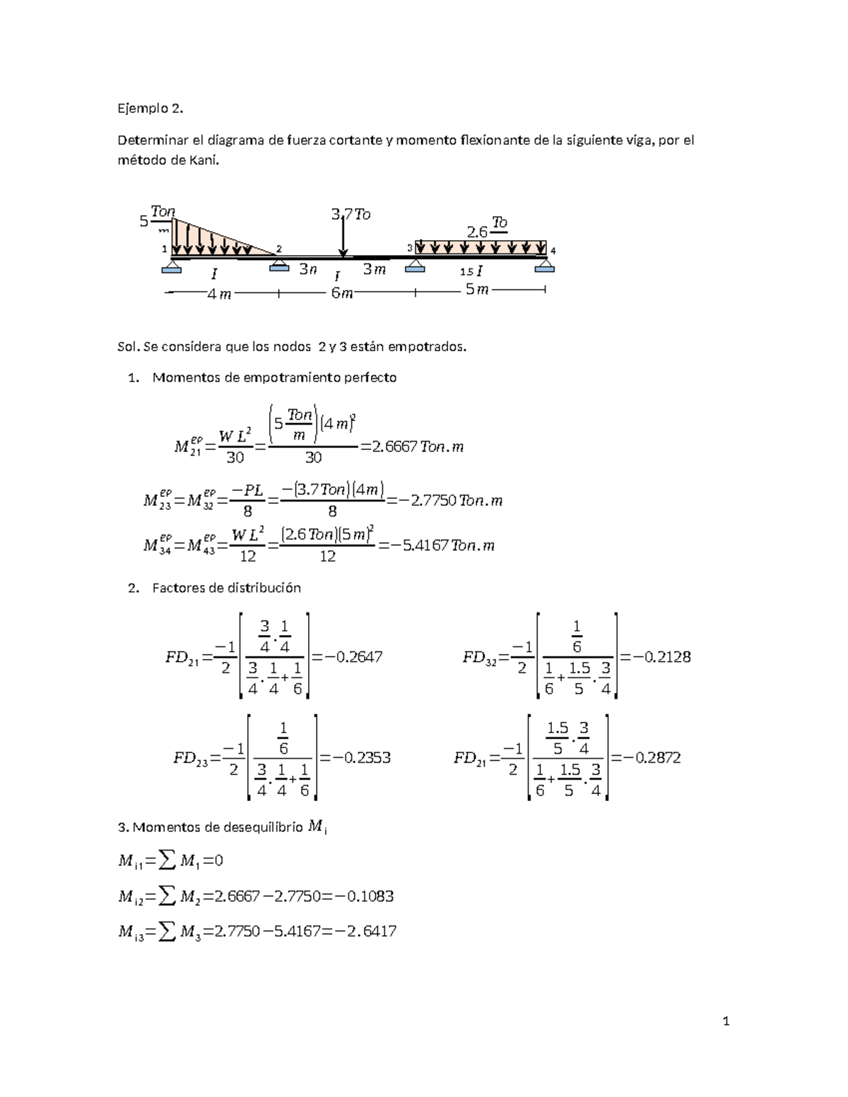 Cálculo De Vigas Estáticamente Indeterminadas Con El Método De Kani - 5 ...