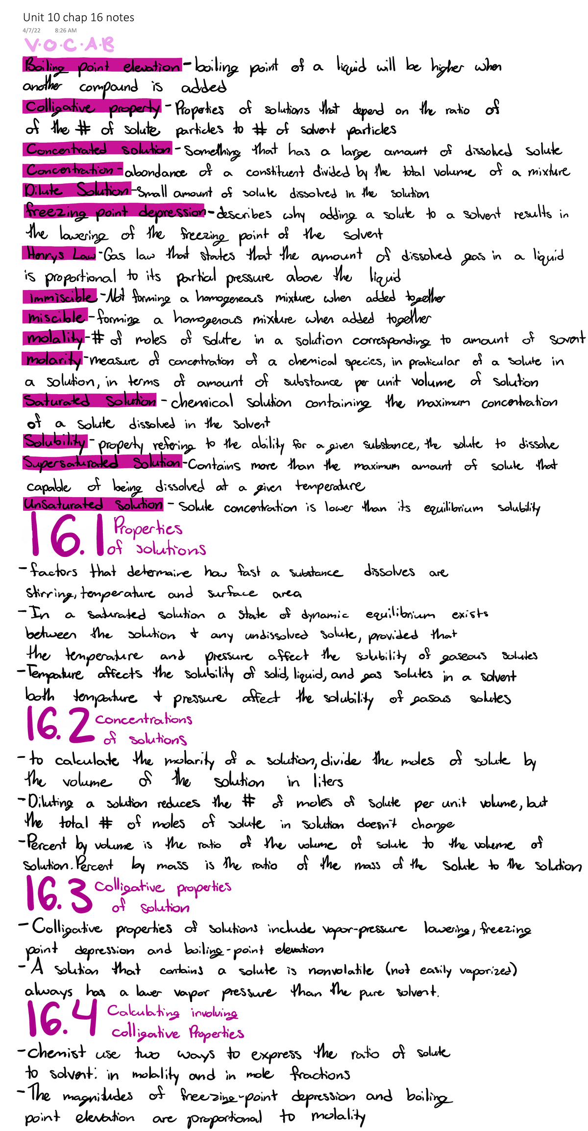 Unit 10 Chap 16 Notes - Unit 10 Chap 16 Notes 4/7/22 8:26 AM - Studocu