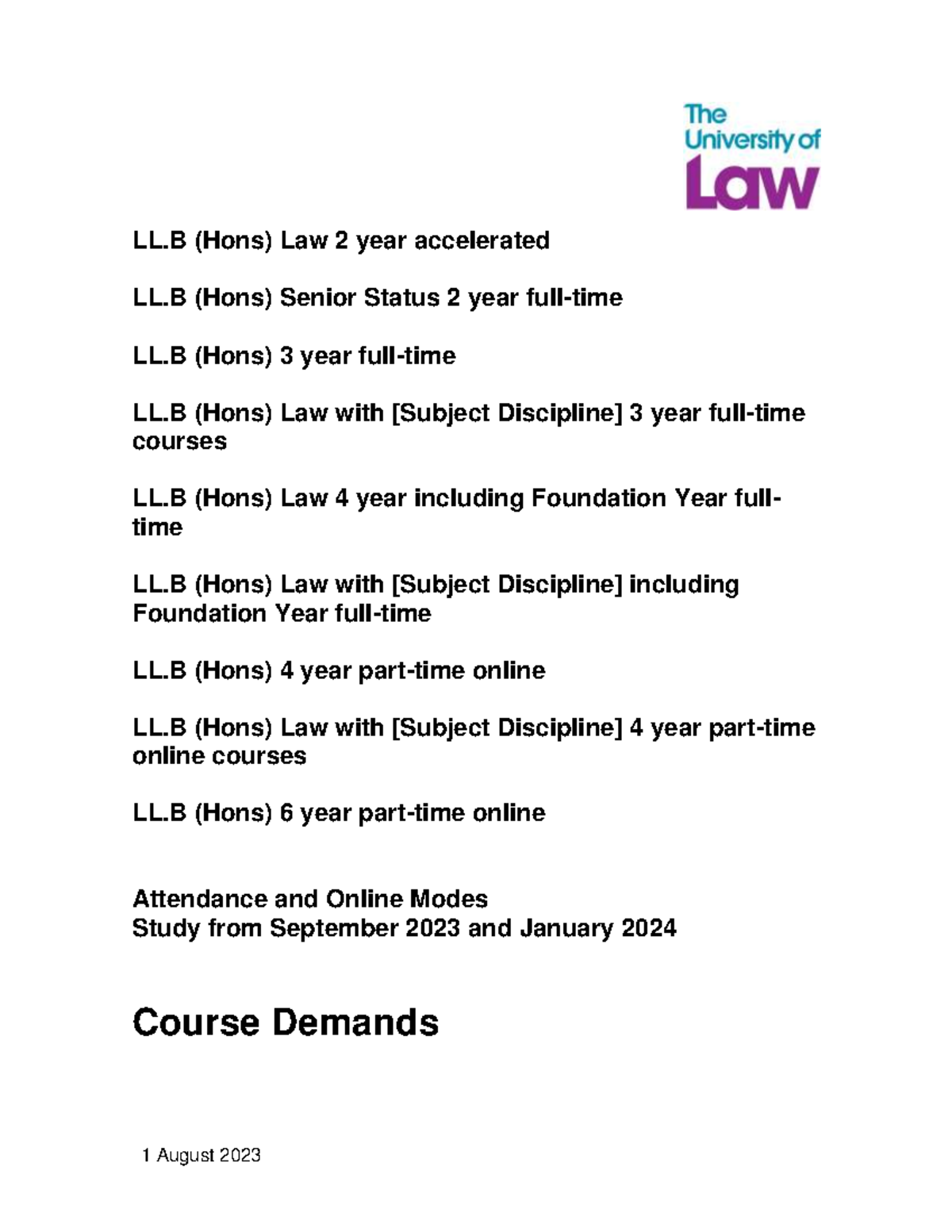 Pdf students programmedemands llb ft LL (Hons) Law 2 year