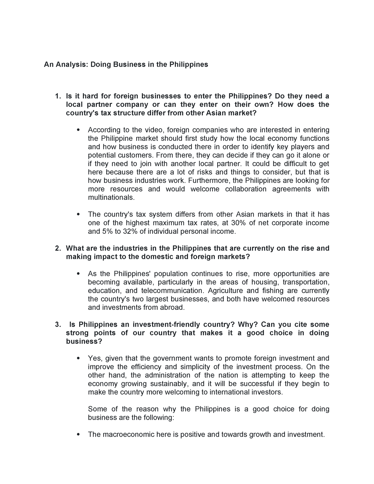 thesis about business in the philippines