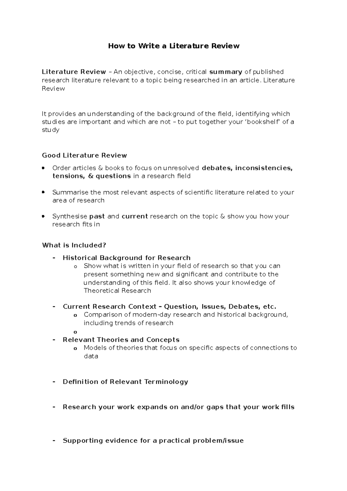 How to Write a Literature Review - How to Write a Literature Review ...