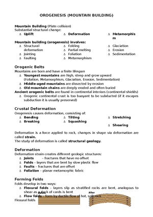 Metamorphic Rocks Notes - METAMORPHIC ROCK TYPES 1. REGIONAL ...