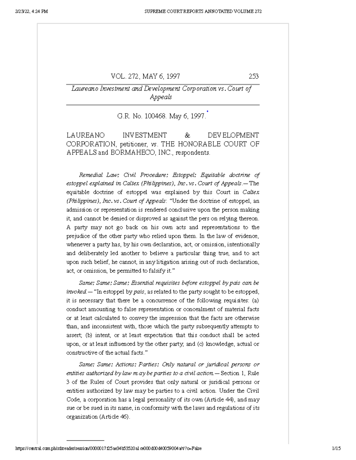 Laureano Investment and Development Corporation vs. Court of Appeals
