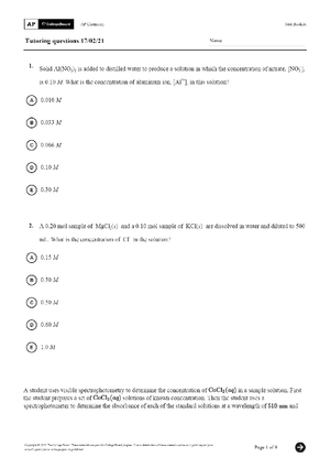 2011 AP Frq Chemistry Form B - AP ® Chemistry 2011 Free-Response ...