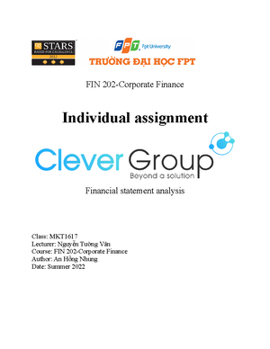 FIN 202 Individual assignment, good luck! - INDIVIDUAL ASSIGNMENT FIN ...