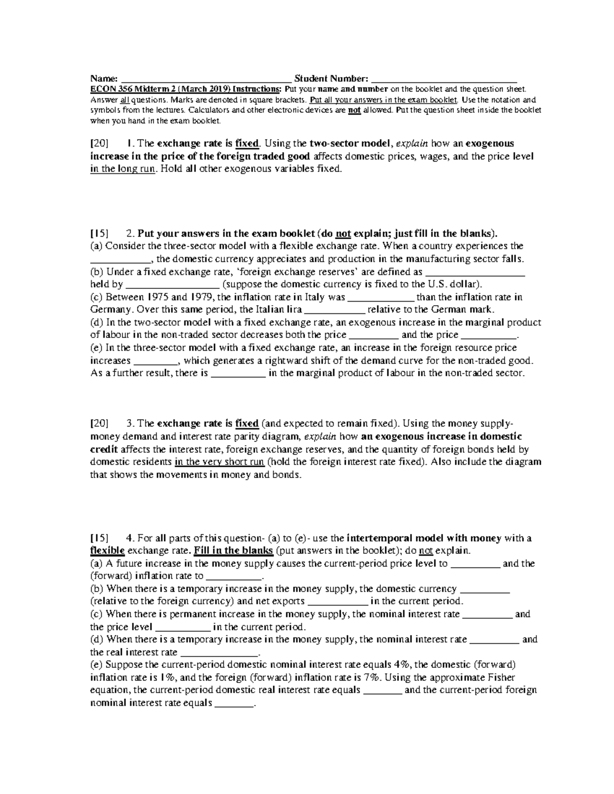 Midterm 2 March 2020, Questions And Answers - Name ...