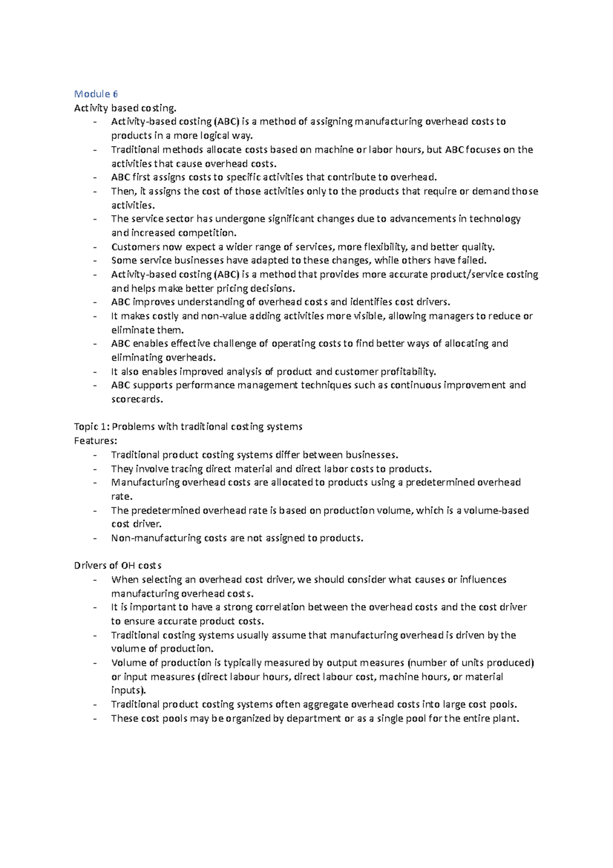 Module 6 - 2114AFE - Activity-based costing (ABC) - Module 6 Activity ...