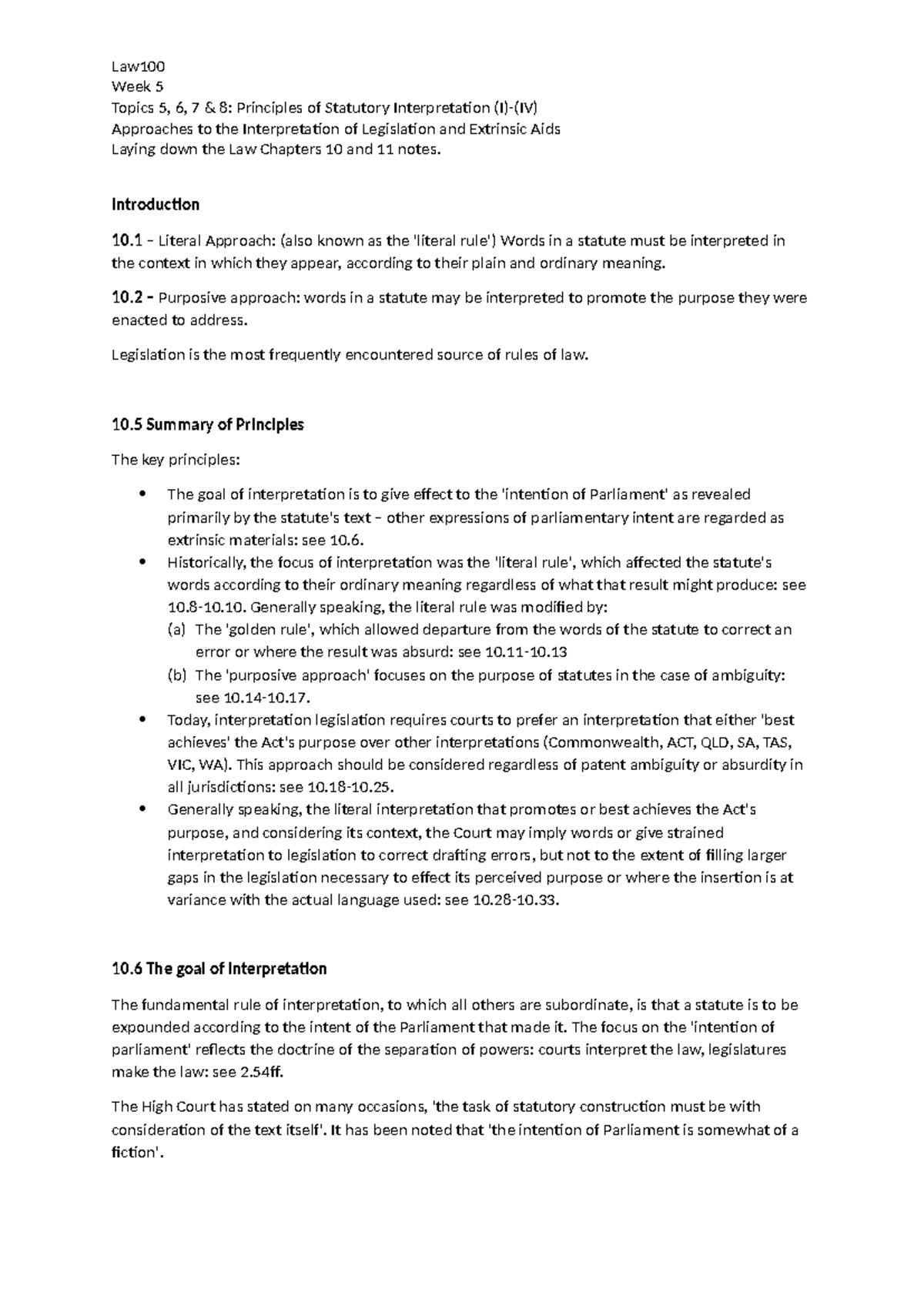 Approaches to the Interpretation of Legislation and Extrinsic Aids Laying Down the Law (12th ed