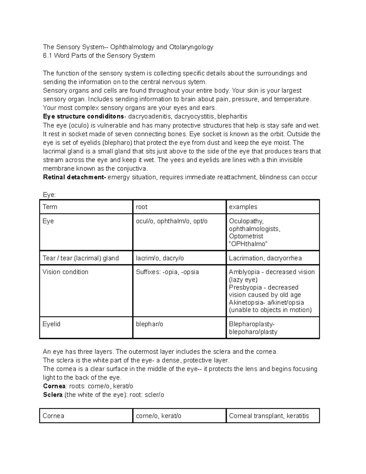 Chapter 6, The Sensory System - The Sensory System- Ophthalmology And ...