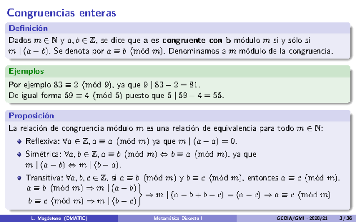 Matemática Discreta I - Tema 3. Aritmética Modular - Congruencias ...