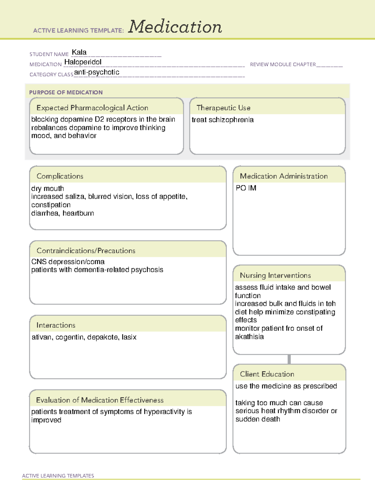 Haloperidol ati med template Diagnostic procedures laboratory analysis ...