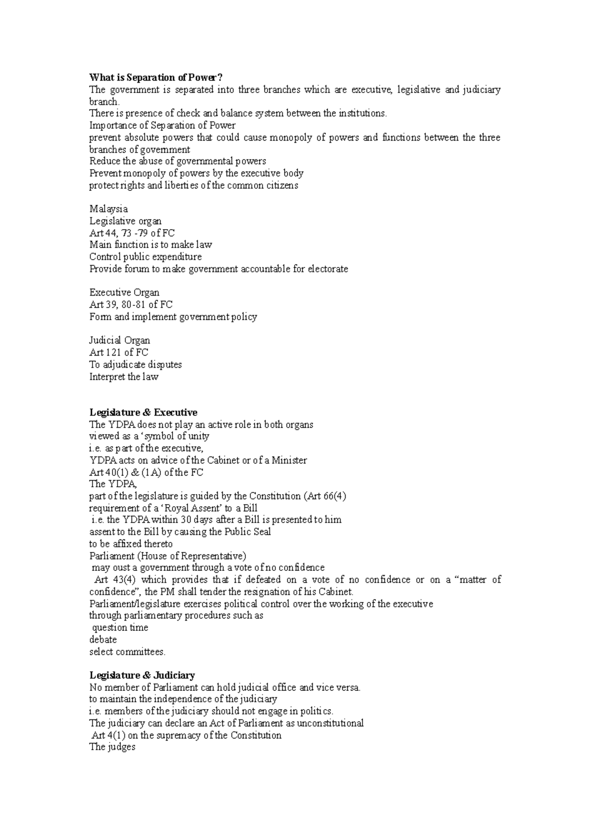 Constitutional Law I Tutorial On Separation Of Power What Is