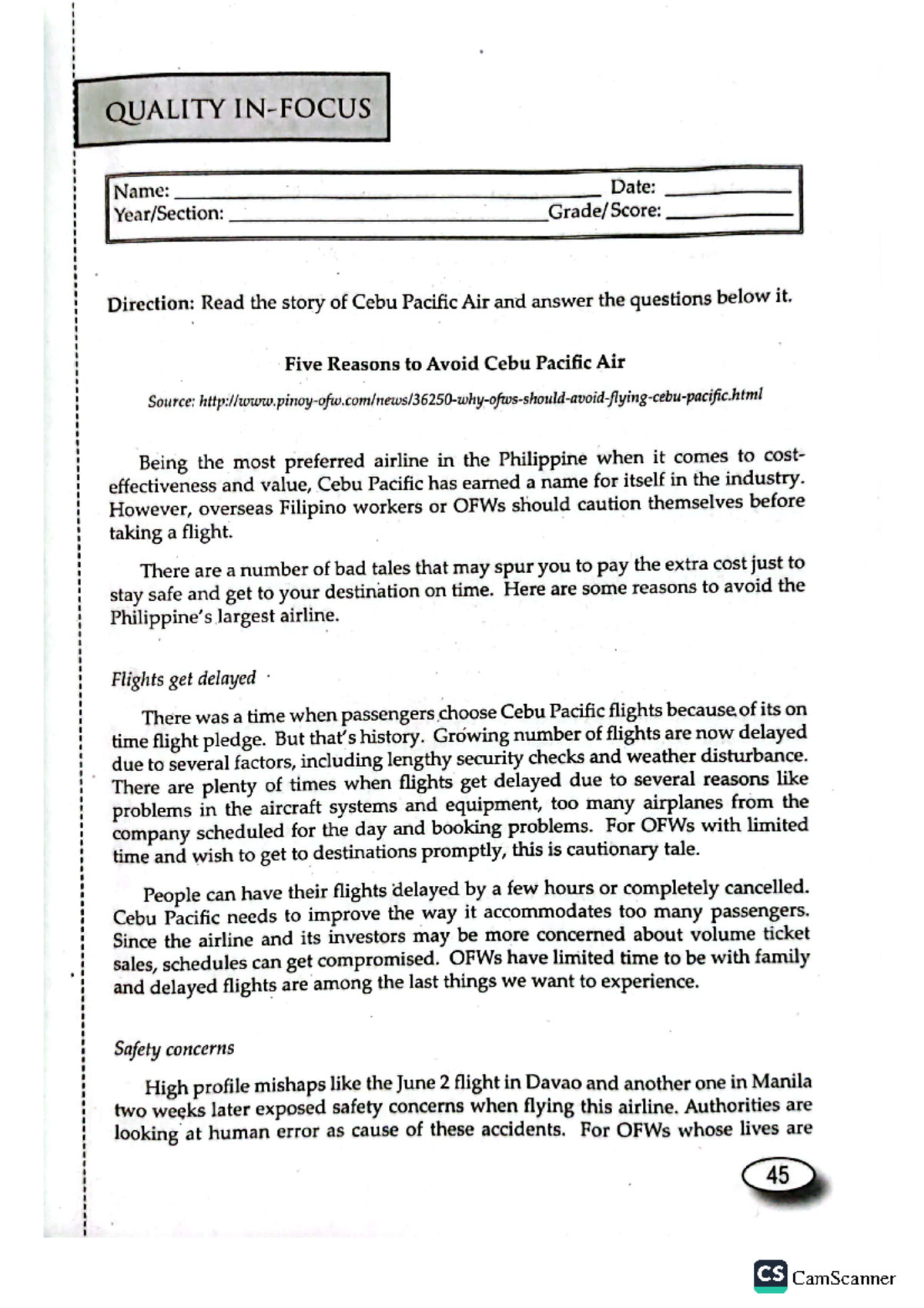 CASE 2 Cebu Pacific - Case Study - Accountancy - Studocu