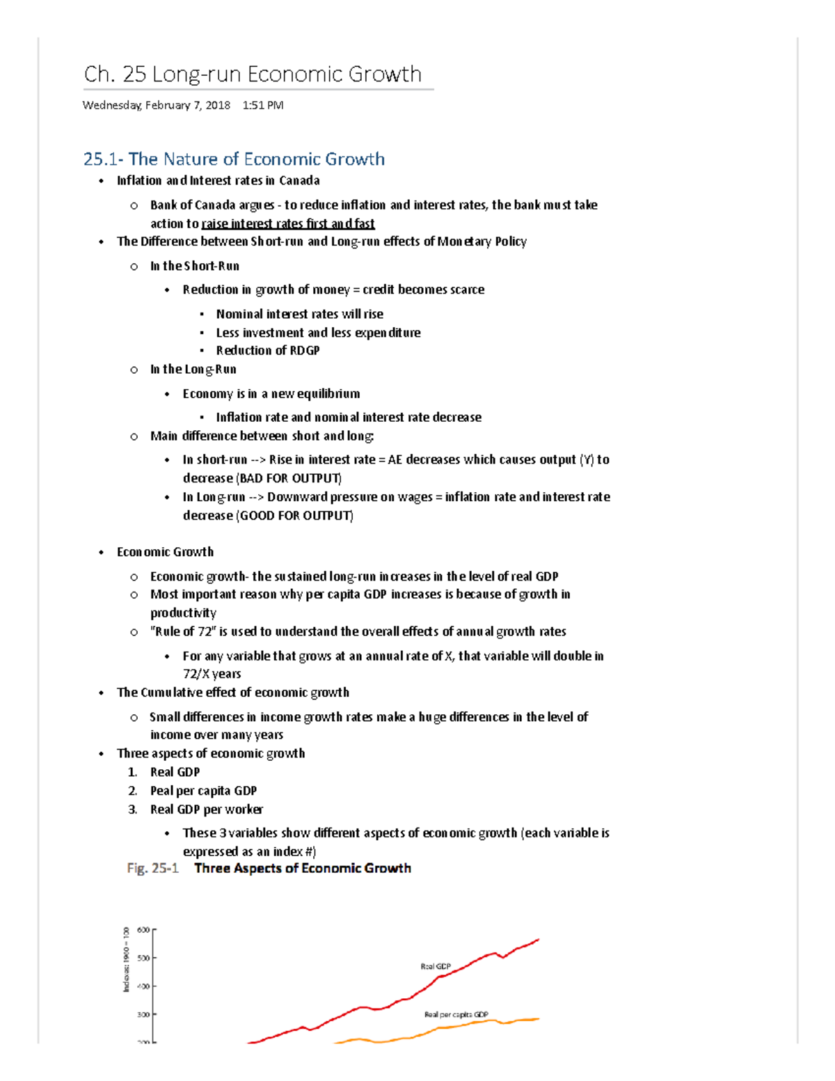 Chapter 25 - econ209 notes - Ch. 25 Long‐run Economic Growth Wednesday ...