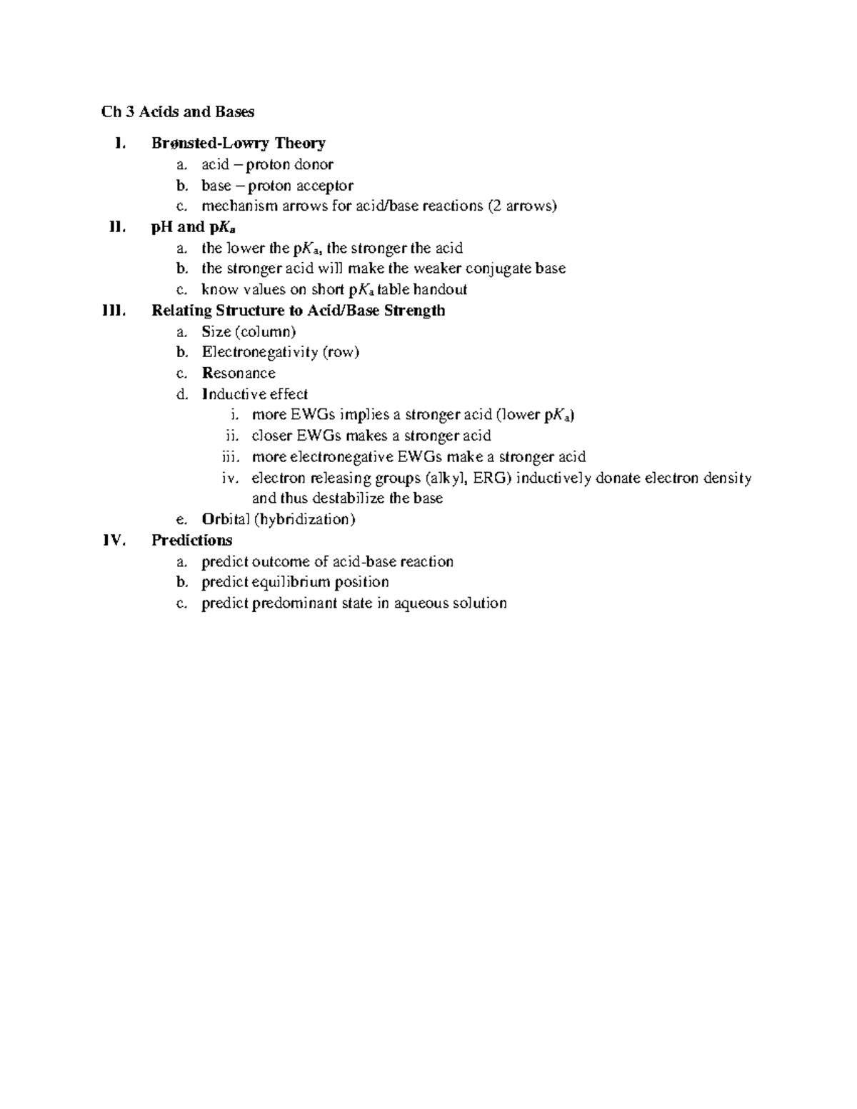 Ch 3 lecture outline - Organic Chemistry Chapter 3 short reminders - Ch ...