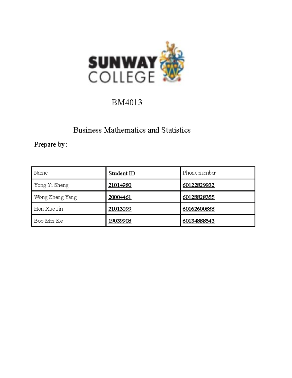 Business Mathematics And Statistics - BM Business Mathematics And ...