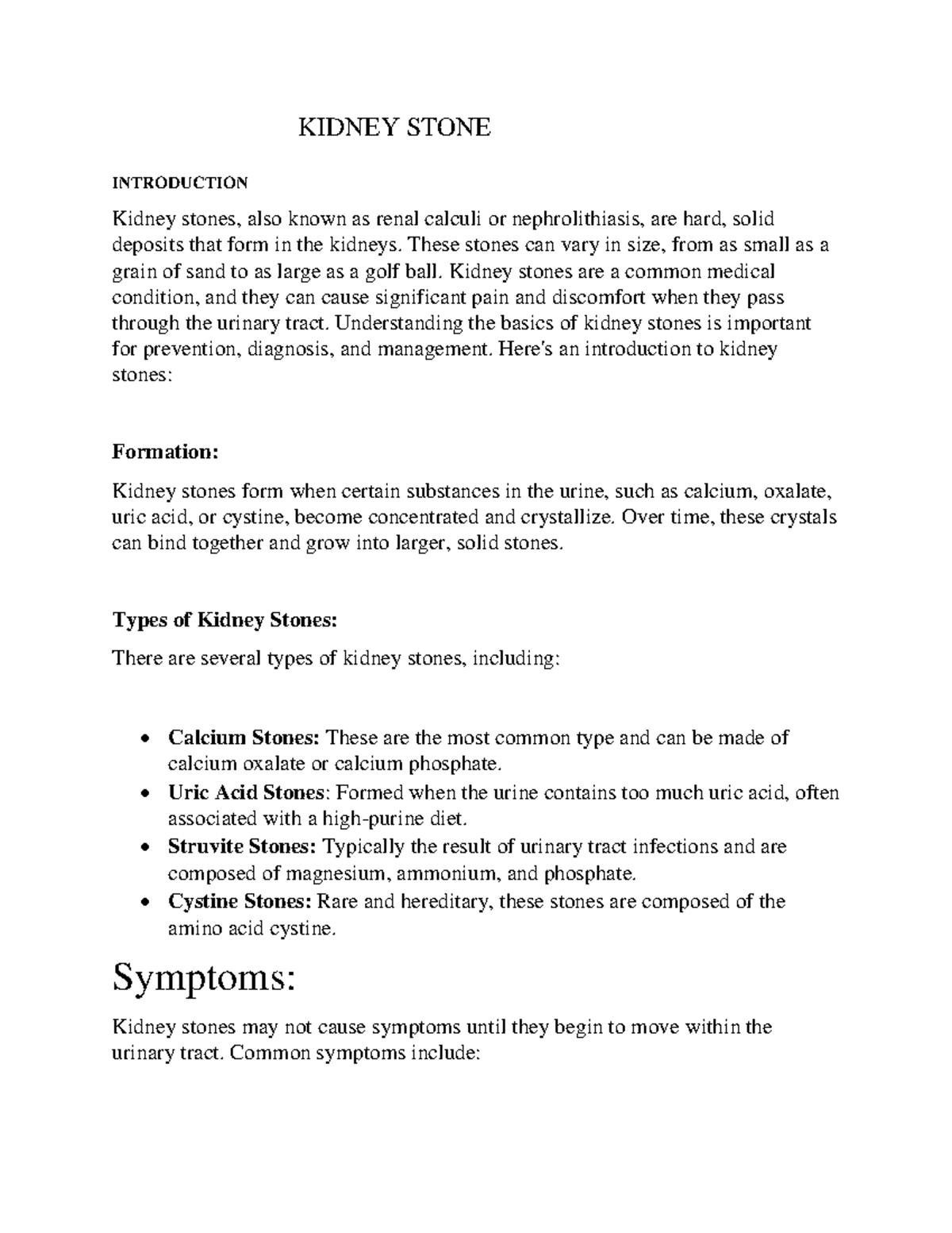 case presentation of renal stone