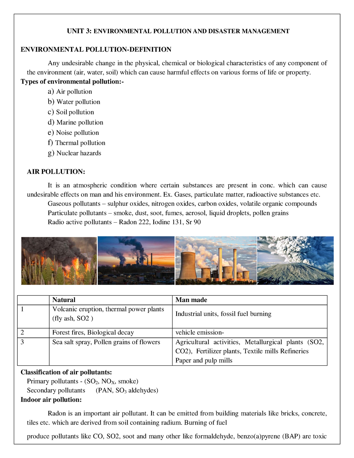 EVS UNIT 3 Notes - UNIT 3: ENVIRONMENTAL POLLUTION AND DISASTER ...