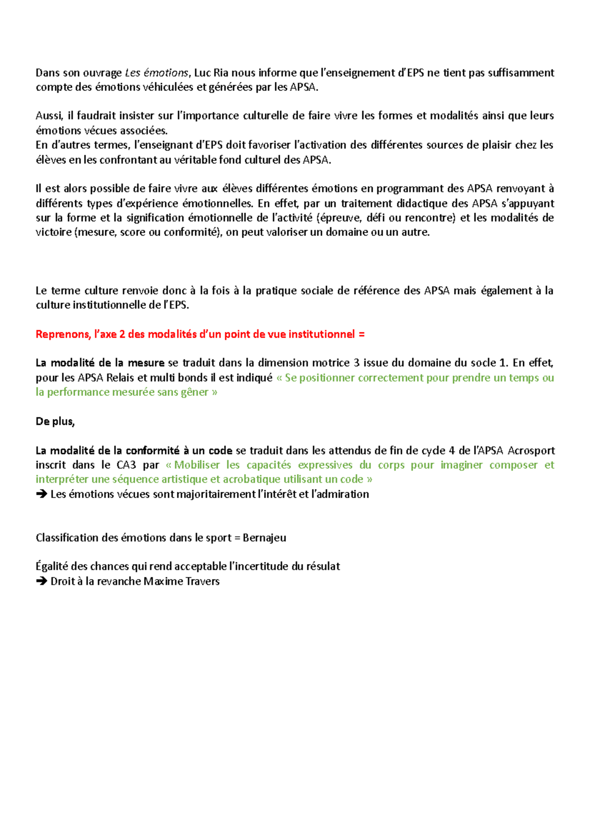 Les émotions Luc Ria - Aussi, il faudrait insister sur l’importance ...