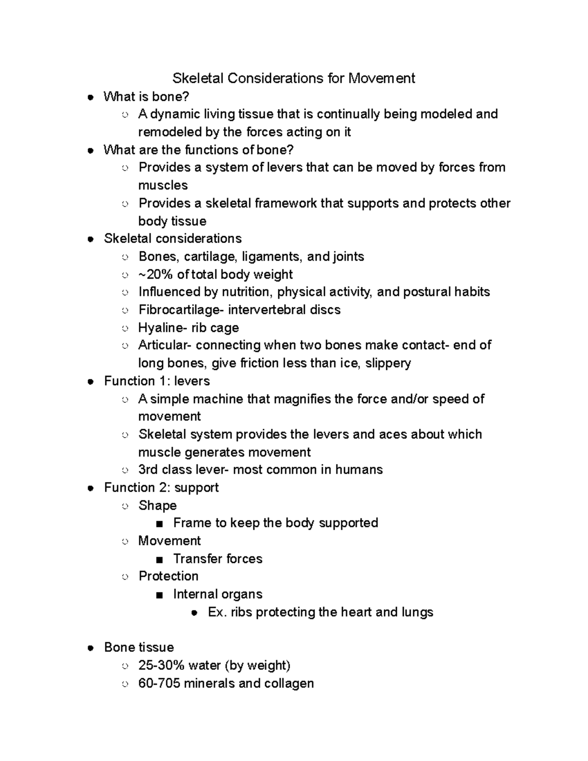 Chapter 4 - Skeletal Considerations For Movement Lecture Notes ...